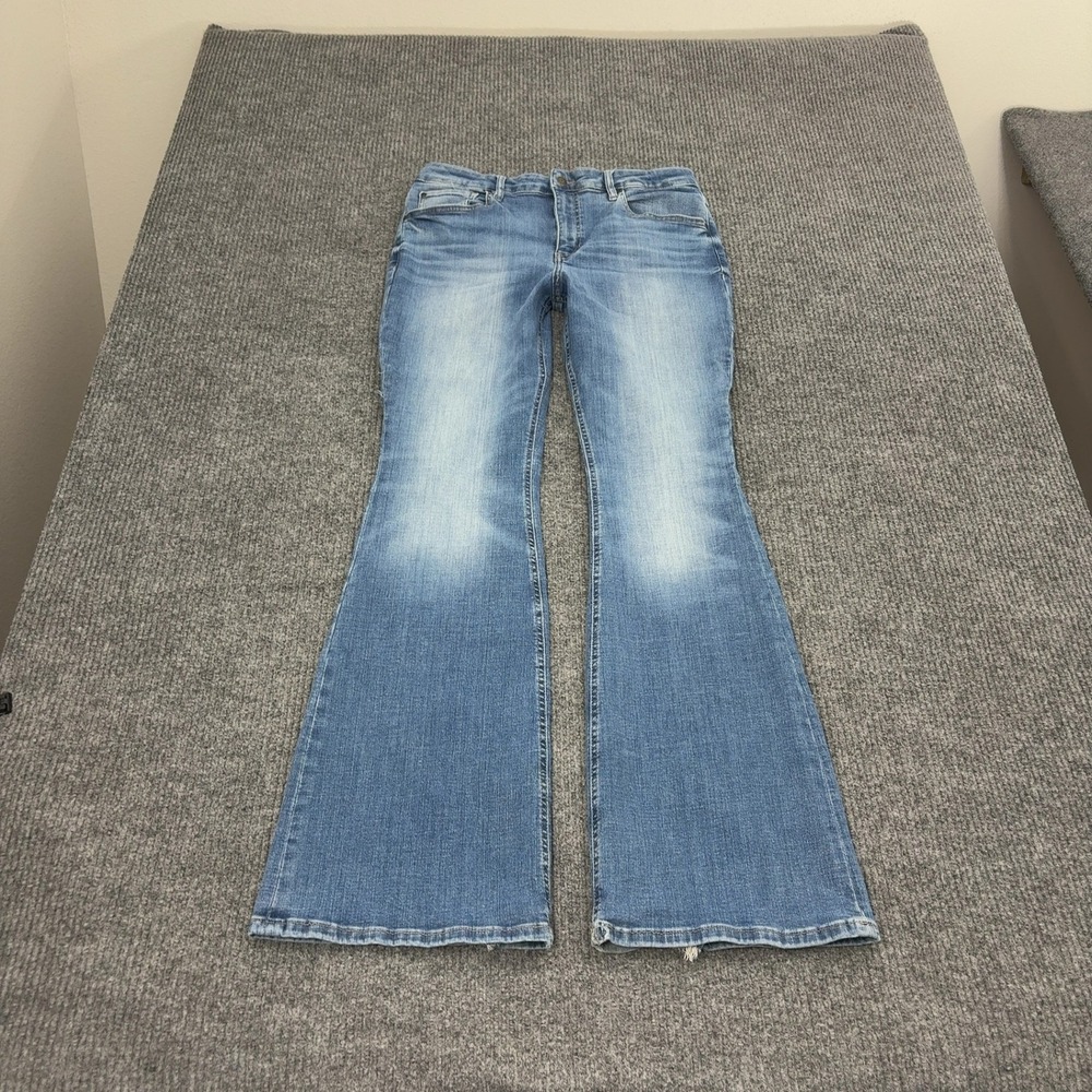 Idyllwind Jeans Womens 14 Blue Denim Flare Bell Bottom Distressed Boho Style
